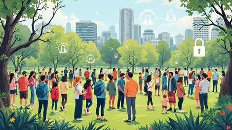 Diverse community gathering new zealand urban park information flow security networks