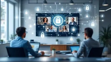 Professional virtual webinar european business video conferencing secure data flow