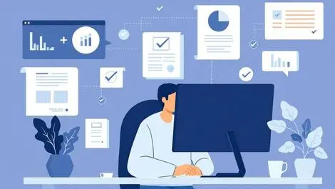 Office worker melbourne automated compliance payroll processes illustration