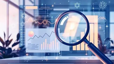 Ai powered fraud detection magnifying glass financial charts circuitry australasia