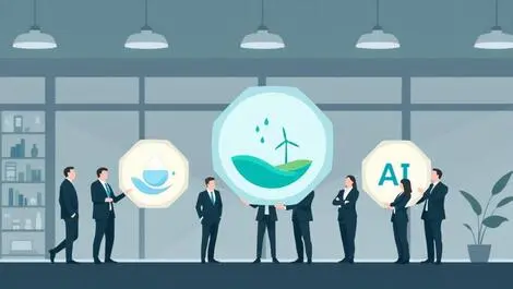 British business leaders formal attire water energy ai resources office