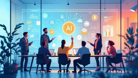 Modern office new zealand team collaborating digital ai automation icons