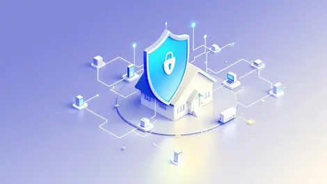Secure home digital shield connected devices network protection illustration