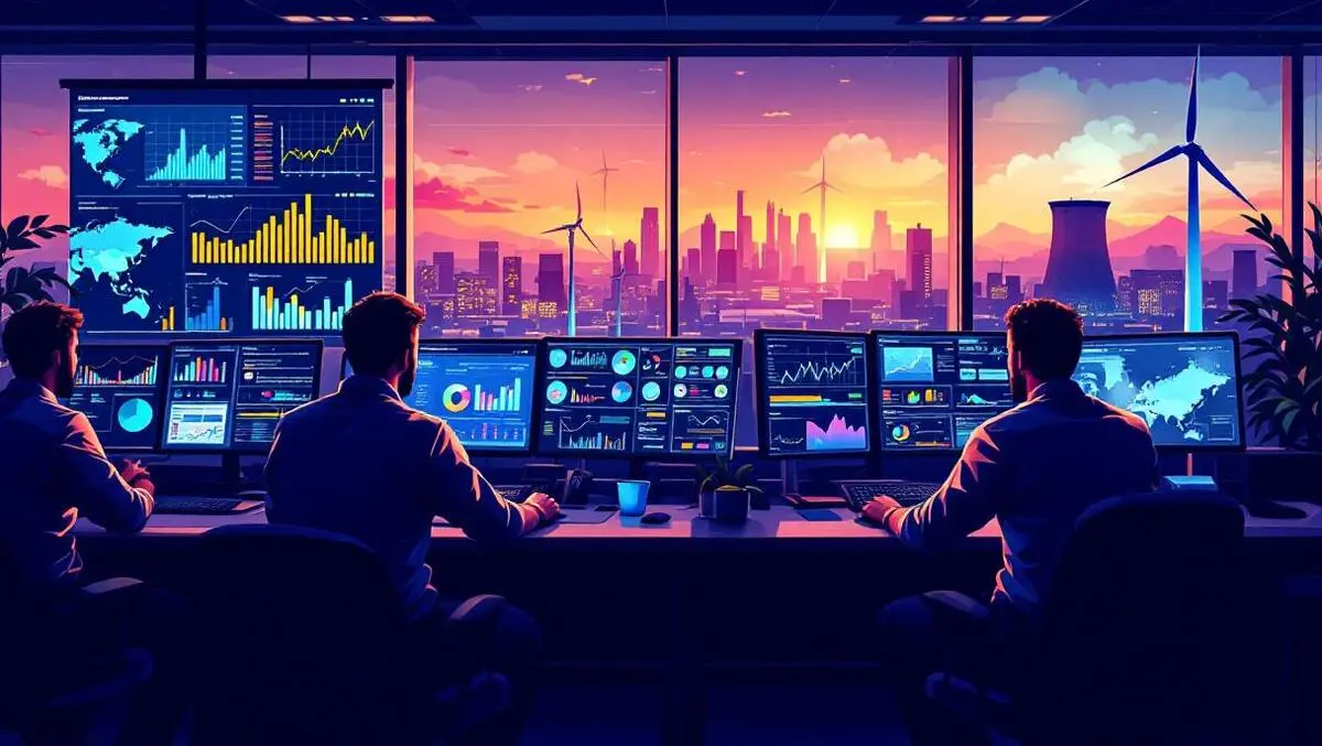 New zealand energy workers analyzing data digital transformation office