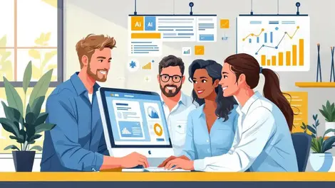 Australian business owners reviewing digital ads ai data modern office