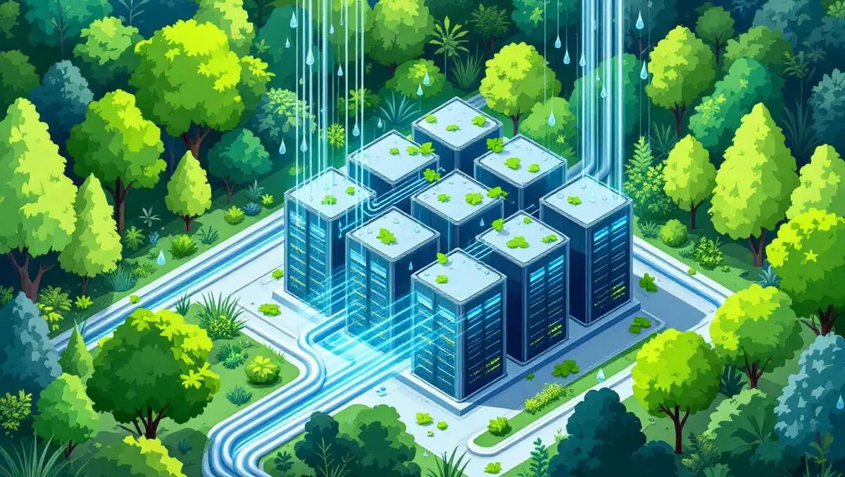 Modern french data center surrounded by greenery advanced eco friendly cooling