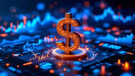 Australian dollar symbol digital financial graphs australia map fintech