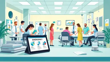 Busy new zealand hospital emergency department healthcare workers patients technology