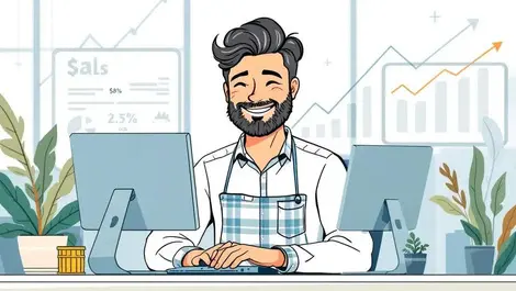 New zealand small business owner computer digital graphs sales costs