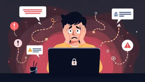 Worried online shopper digital threats phishing hooks black friday shopping