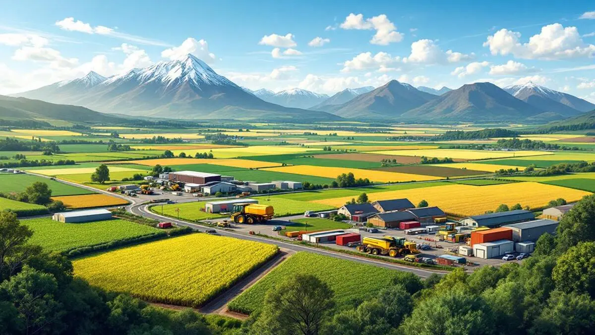 Thriving agricultural landscape new zealand advanced technology southern alps trade success