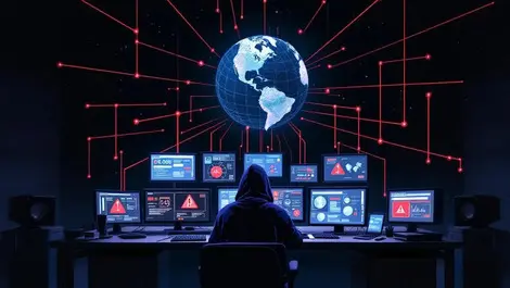 Moody cyber attack control room ai data breaches global globe