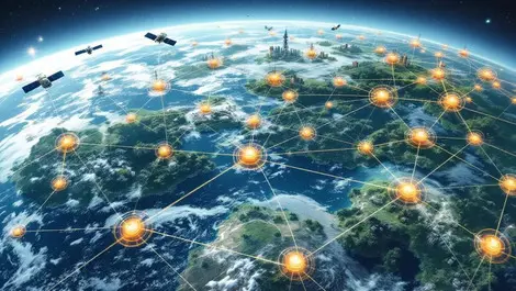 Earth leo satellites linked to 5g small cells global connectivity