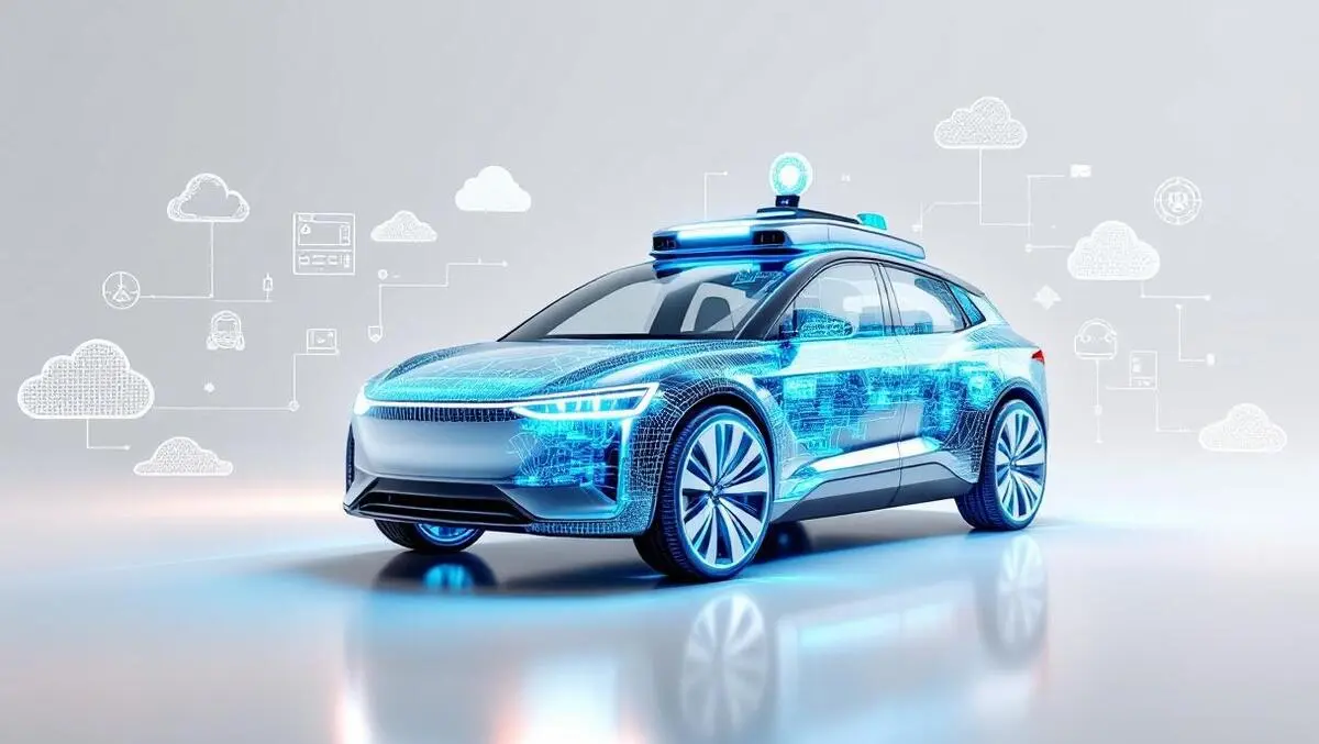 Self driving car virtual twin wireframe cloud simulation studio