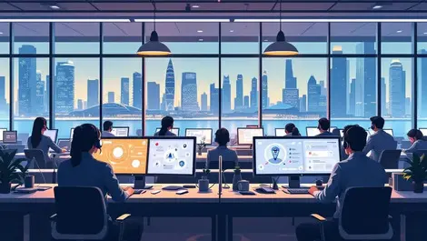 Singapore call center agents and ai interfaces marina bay view