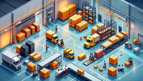 Isometric indian ai logistics warehouse factory digital automation