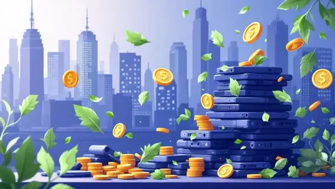 Uk office skyline unused corporate mobiles into coins and leaves