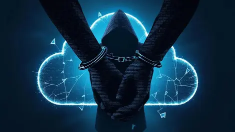 Dark binary figure cuffed cloud breach phishing mfa takedown