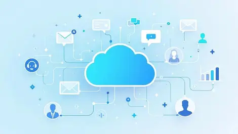 Ai contact center cloud hub with crm icons multichannel support