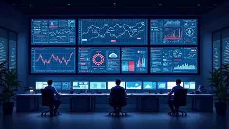 Modern soc with analysts monitors network graphs threat alerts